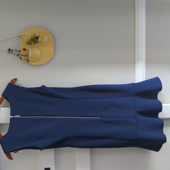 AB Studio Fit & Flare Navy Blue Below the Knee Dress 4 Sleeveless - Picture 6 of 6